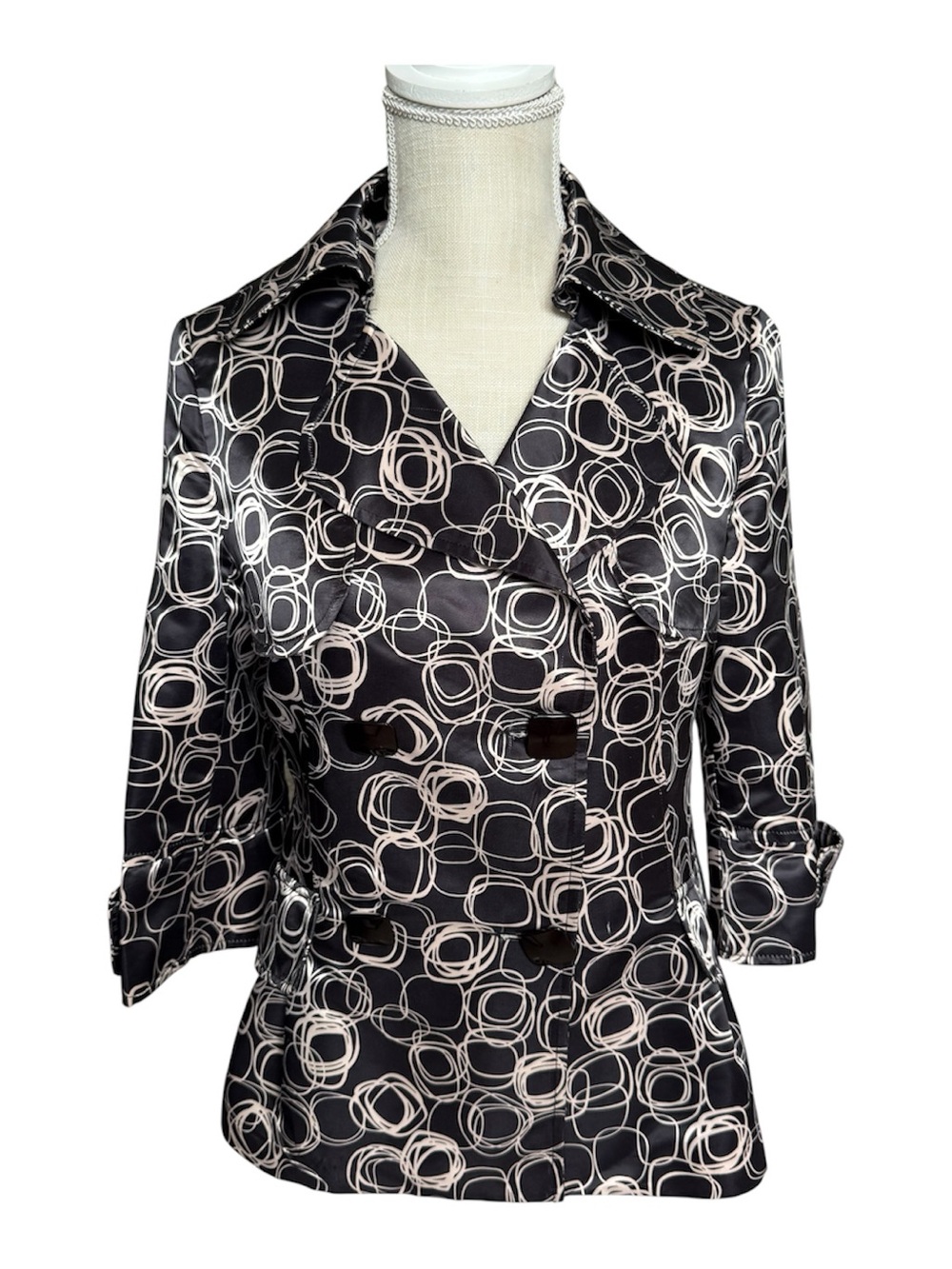 Marc Jacobs Vintage Y2K Black Cream 100% Silk Double-Breasted Statement Blazer - Picture 2 of 10
